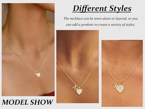 Tewiky Silver Box Chain Scalloped Shell Heart CZ Initial Necklace A–Z Micro Pave Letter Pendant For Valentine's Day gifts summerwins Elegant Necklace Custom Letters Necklace