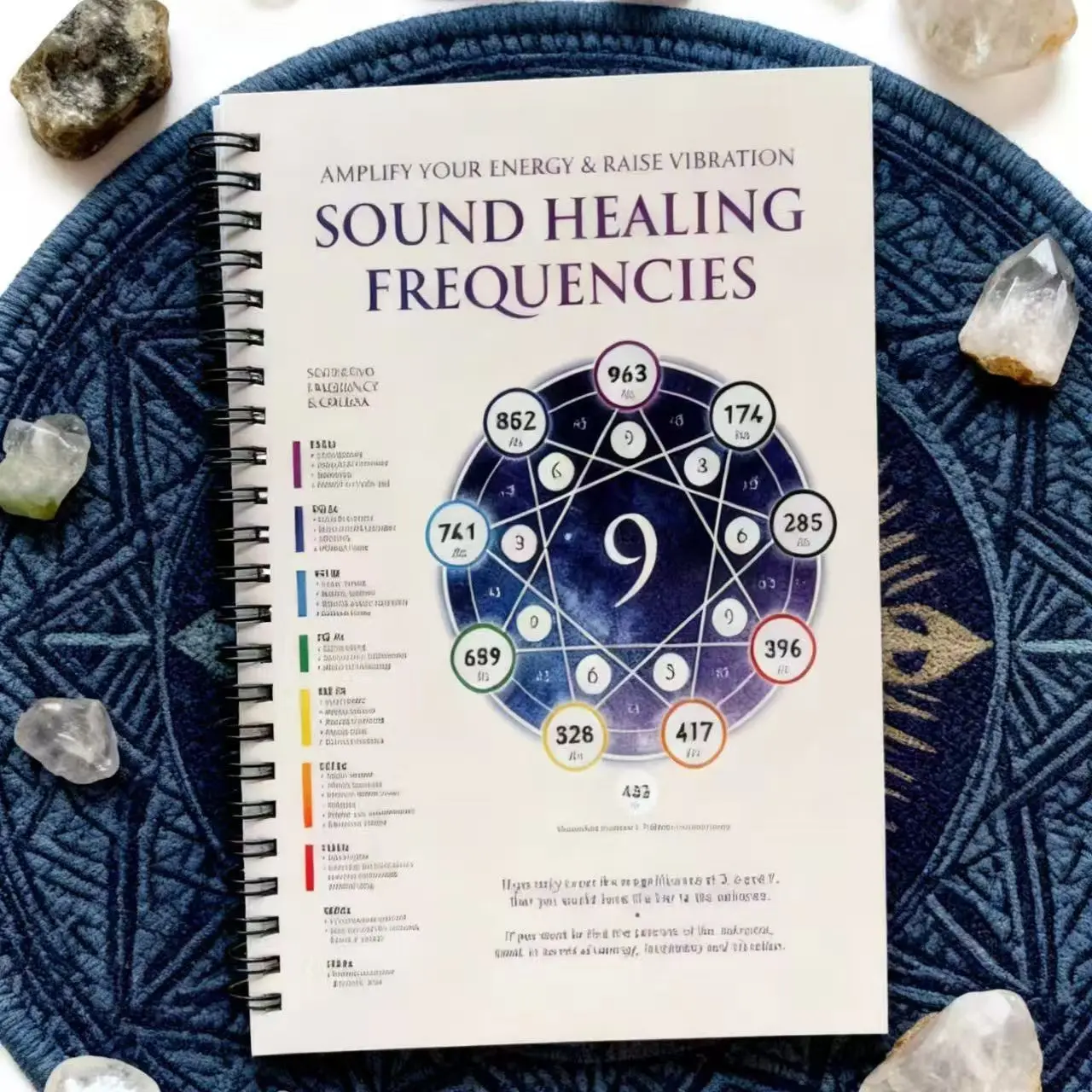 Sound Healing Frequency Coil Notebook Mystical Spiritual Style with Solfeggio Frequency and Chakra Reference Pages for Meditation, Energy Balancing, Holistic Wellness and Energy Enthusiasts Journals For Writing Spiral Notebook Journal