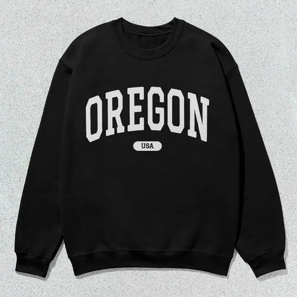 Men's Oregon Collegiate Crewneck Sweatshirt - Unisex, College Sweatshirts, Casual, Long Sleeve, Round Neck, Tops
