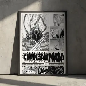 Chainsaw Man Anime Artwork Print, Denji Manga Minimalist Poster, Makima Power Devil   Art, Birthday Gift for Anime Fan