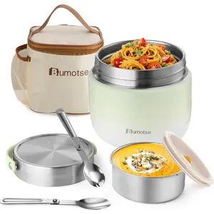 40oz Insulated Food Jar with 2 Compartments, Leak-Proof Thermo for Hot Food Wide Mouth Stainless Steel Includes Spoon and Fork Soup Thermo Lunch Containers Bento Box for Adults Green