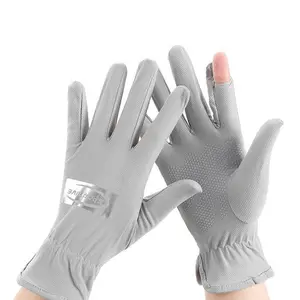 Women's Summer UV Protection Gloves, Thin Ice Silk Motorcycle Gloves, Outdoor Driving Gloves, Finger Exposure, Sunscreen Gloves