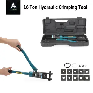 Areyourshop 16-Ton Hydraulic Crimping Tool Set Crimper for Electricians & DIYers for Wire Battery Cable Lug with 11 Upgraded Black Dies