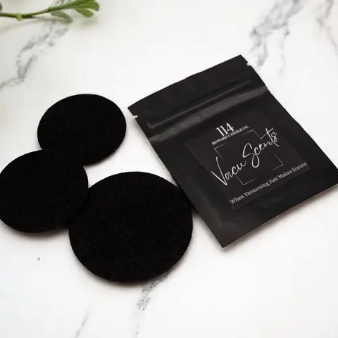 VacuScents - Powerful Vacuum Odor & Deodorizer scented pads. Safe to use around children & Pets. Fits any upright, stick & robot vacuum. 3 per pack. Filter Perfume