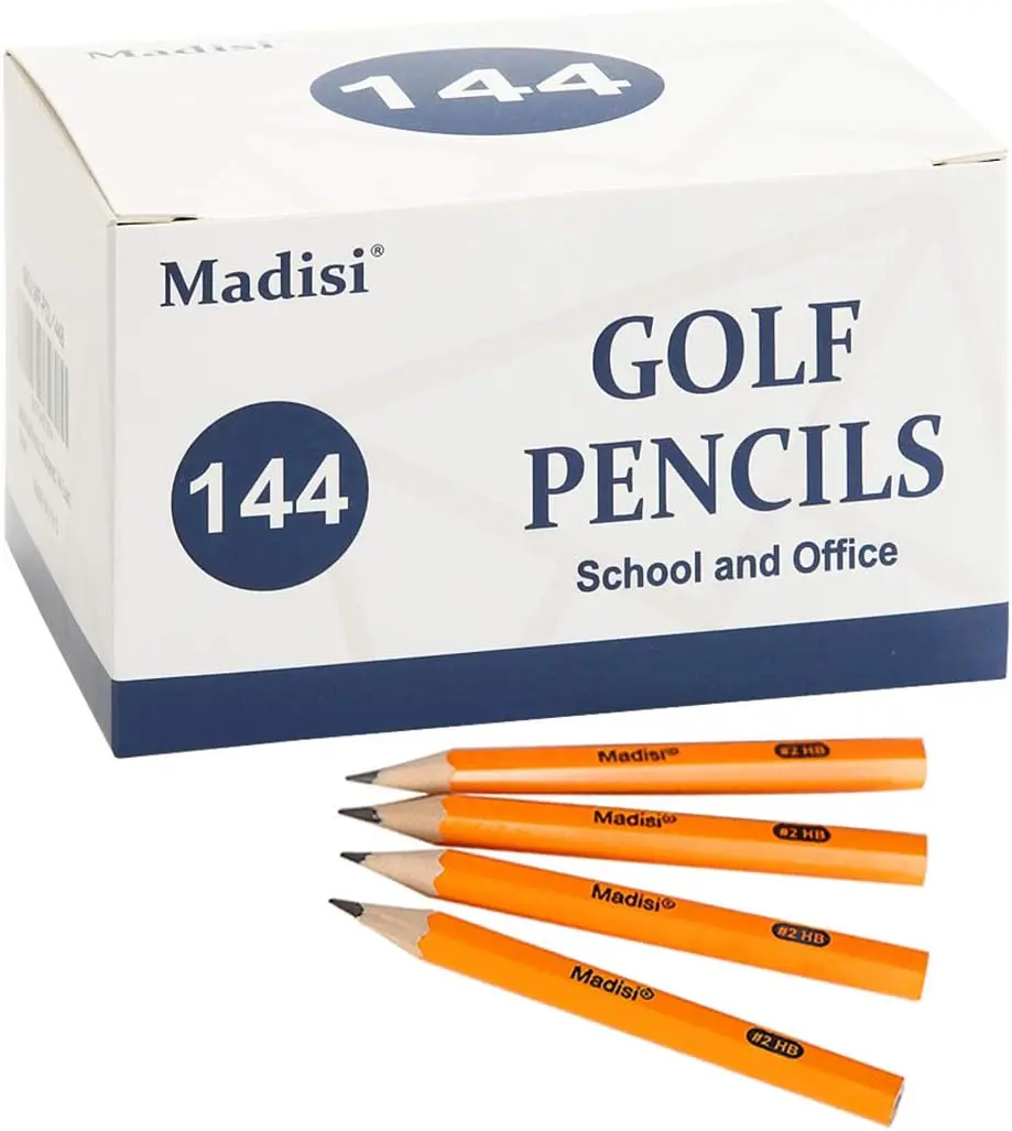 Madisi Golf #2 HB Half Pencils Bulk, 3.5" Pre-Sharpened Mini Pencils, 144-Count Office Stationery for Kids