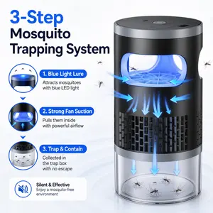2-in-1 Type-C Rechargeable Mosquito Killer, Portable Indoor Outdoor Bug Catcher with Blue Light & Suction Fan, Quiet Gnat Fruit Fly Trap, Kid & Pet Safe