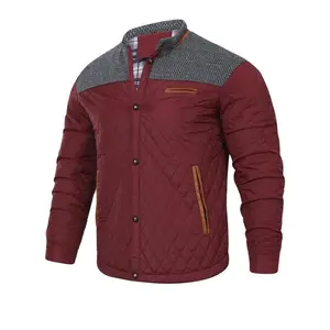 Men's Lightweight Quilted Jacket-Warm, Casual Style with Pockets, Stand Collar, Front Button, Polyester Fabric, Perfect for Autumn and Winter