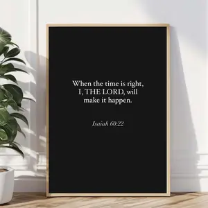 Gods Plan Minimal Christian Bible Verse Isaiah 60:22 Faith Christianity Religion Jesus | Wall Art Room Decor | Home Decor