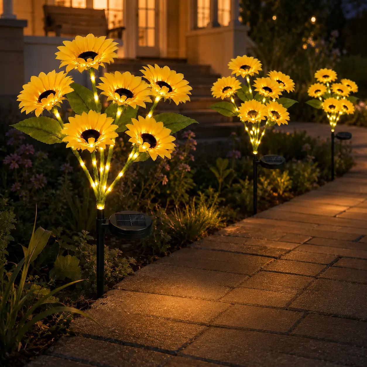 Outdoor Solar sunflower LED Lights, Light Sensor-Activated, Waterproof & Shatterproof, Home Decor for the Patio, Whimsical Decor,Mood Lighting & LED Pathway Lighting,Ideal for Space Illumination, Solar Outdoor Lights, camping essentials  Table Decor