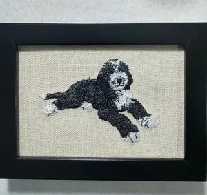 Doodle Dog Machine Embroidered and Framed!  Unique Canine Charm Tabletop Decor for Home or Office! Other Designs and Breeds Available!