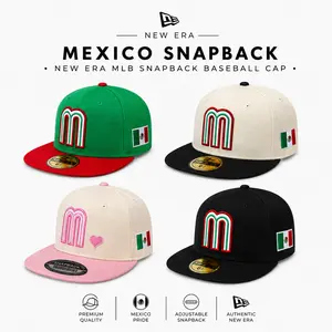 New Era MLB Mexico Snapback Baseball Cap – LA Dodgers NY Yankees Braves Pirates Adjustable Flat Brim Hat, Embroidered Team Logo Streetwear Fashion Cap for Men Women, Classic Hip Hop Sports Hat