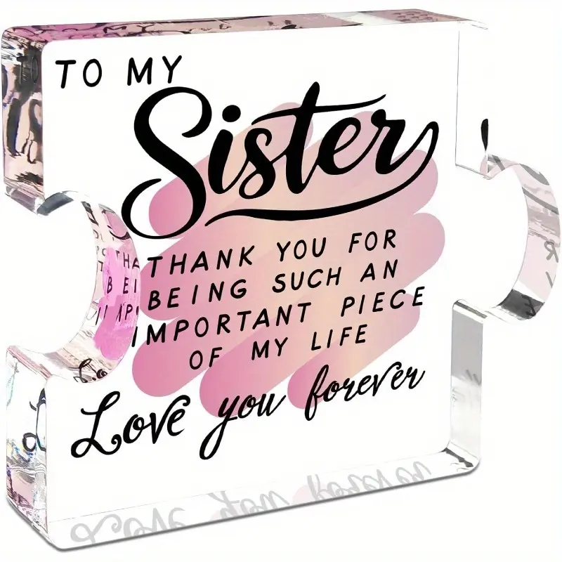 Unique Acrylic Puzzle Board Gift for Sister Birthday, Easter, Wedding Decorative Sign, Ladies Filler Item, Perfect for Special Occasions, Novelty Desk Decor