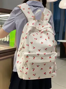 Fashion New Corduroy Print Backpack, Cute Preppy Style Bag for Students, Casual Versatile Schoolbag for Women & Girls