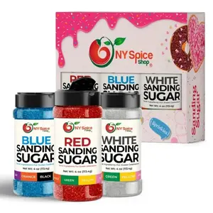 NY Spice Shop Red, White & Blue Sanding Sugar Trio – Sweet Decorative Sprinkles for Patriotic Baking, Cupcakes, Cookies & More (3 Pack)