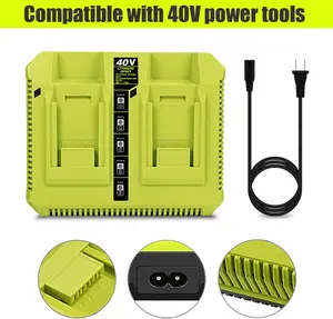 40V Battery Charger for Ryobi 40-Volt Cordless Tools Battery Charger, Atcuji 40V Dual Battery Charger OP401