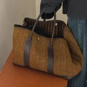 Women's Fashion Woolen Portable Large Capacity Bag 2026 Autumn and Winter New Versatile Shoulder Bag