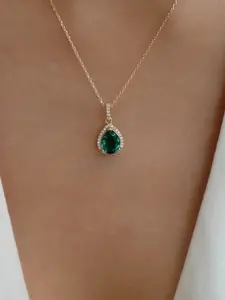 Emerald Crystal Necklace Wholesale, Autumn Winter Jewelry Accessories for Women, Water Drop Vintage High-End Sweater Chain