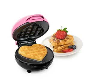 MyMini Heart Waffle Maker - Shaped Waffle Maker for Quick Cooking of French Toast, Hashbrowns, Biscuits & More - Compact & Lightweight Design
