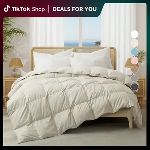 PEACE NEST Goose Down Comforter All Season Fluffy Duvet Insert Soft Plush Feel Bedding Hotel Quaility Spring Lightweight Quilt Mother's Day Gift