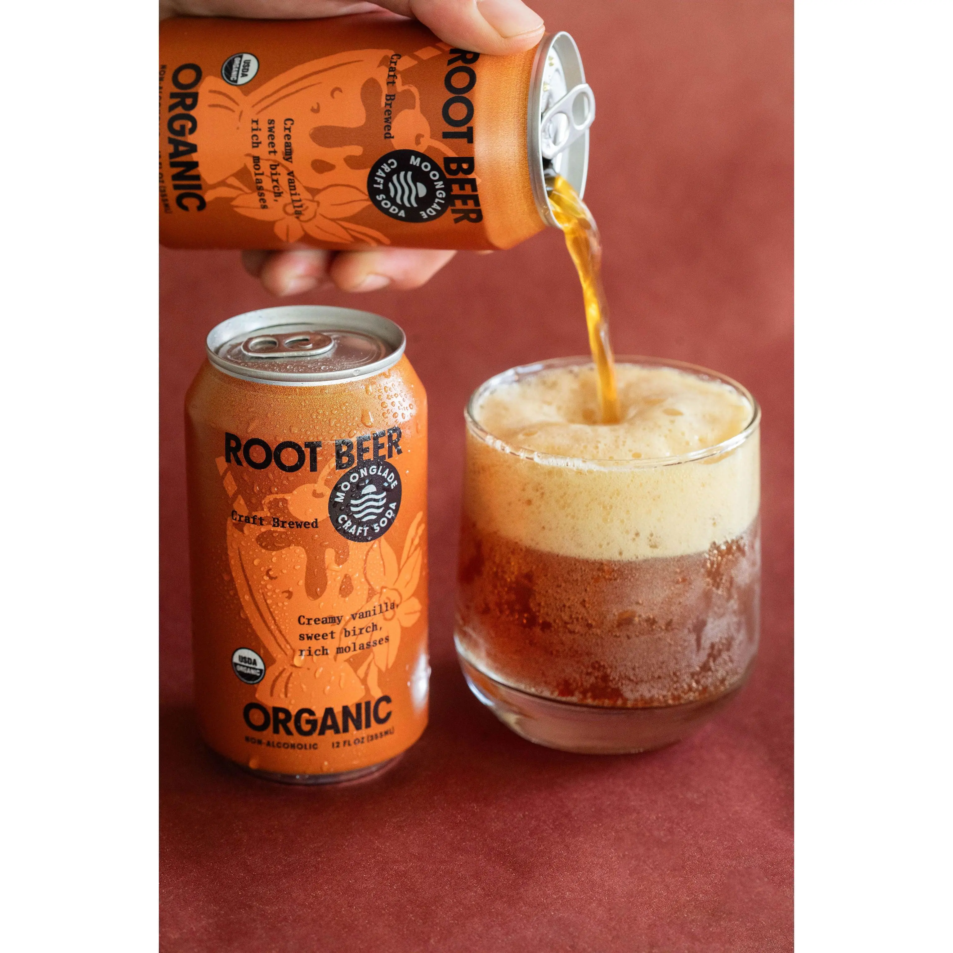 Moonglade Organic Root Beer- Creamy Vanilla Sweet Birch and Rich Molasses- 12 Pack
