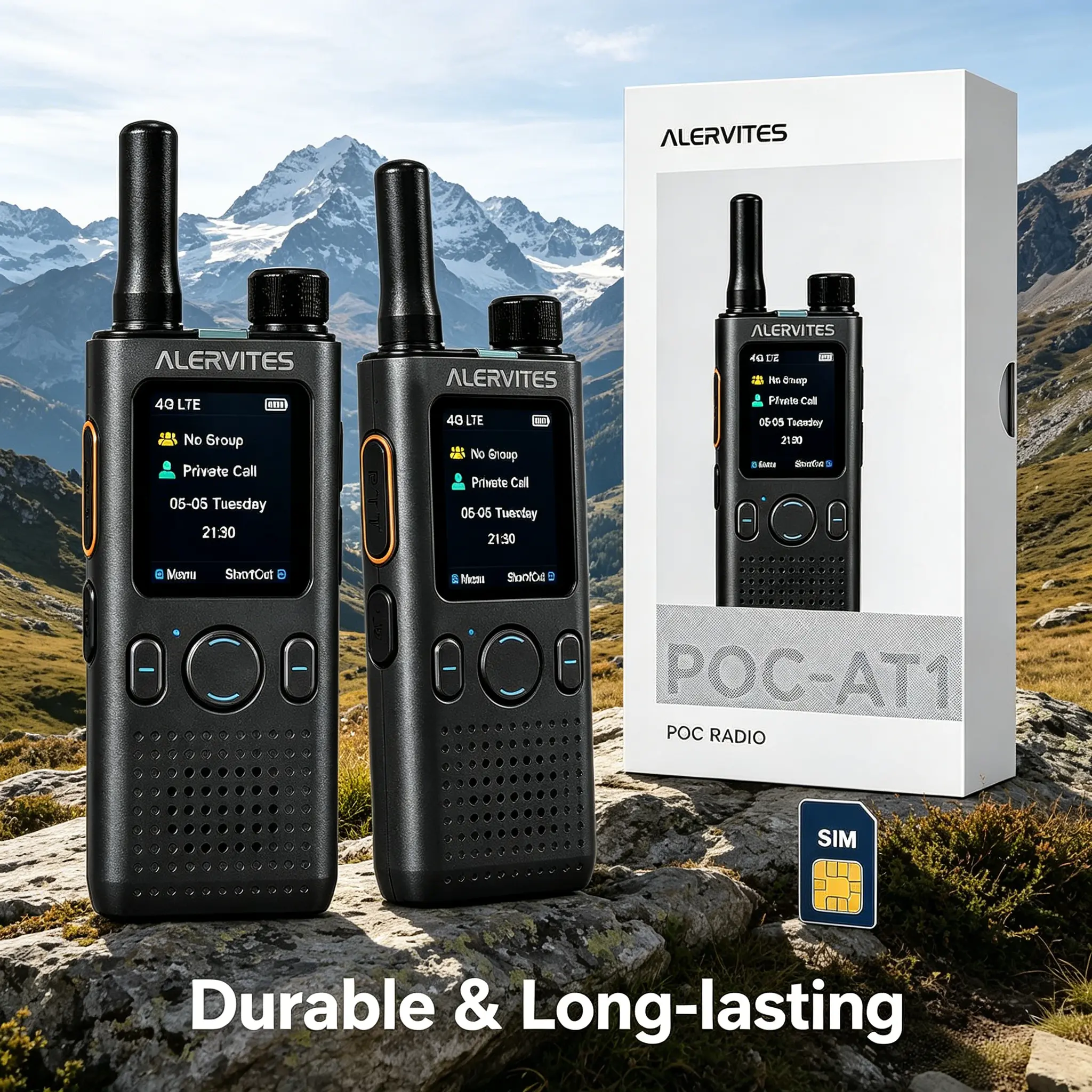 JUCJET 2 Pack White PoC-AT1 PoC Radio Walkie Talkies, LTE Cellular Network Two Way Audio Device, Group & Private Calls, App Group Management, 3-Year SIM Service Plan, USB-C Rechargeable Portable PTT Radio, US Local Shipping