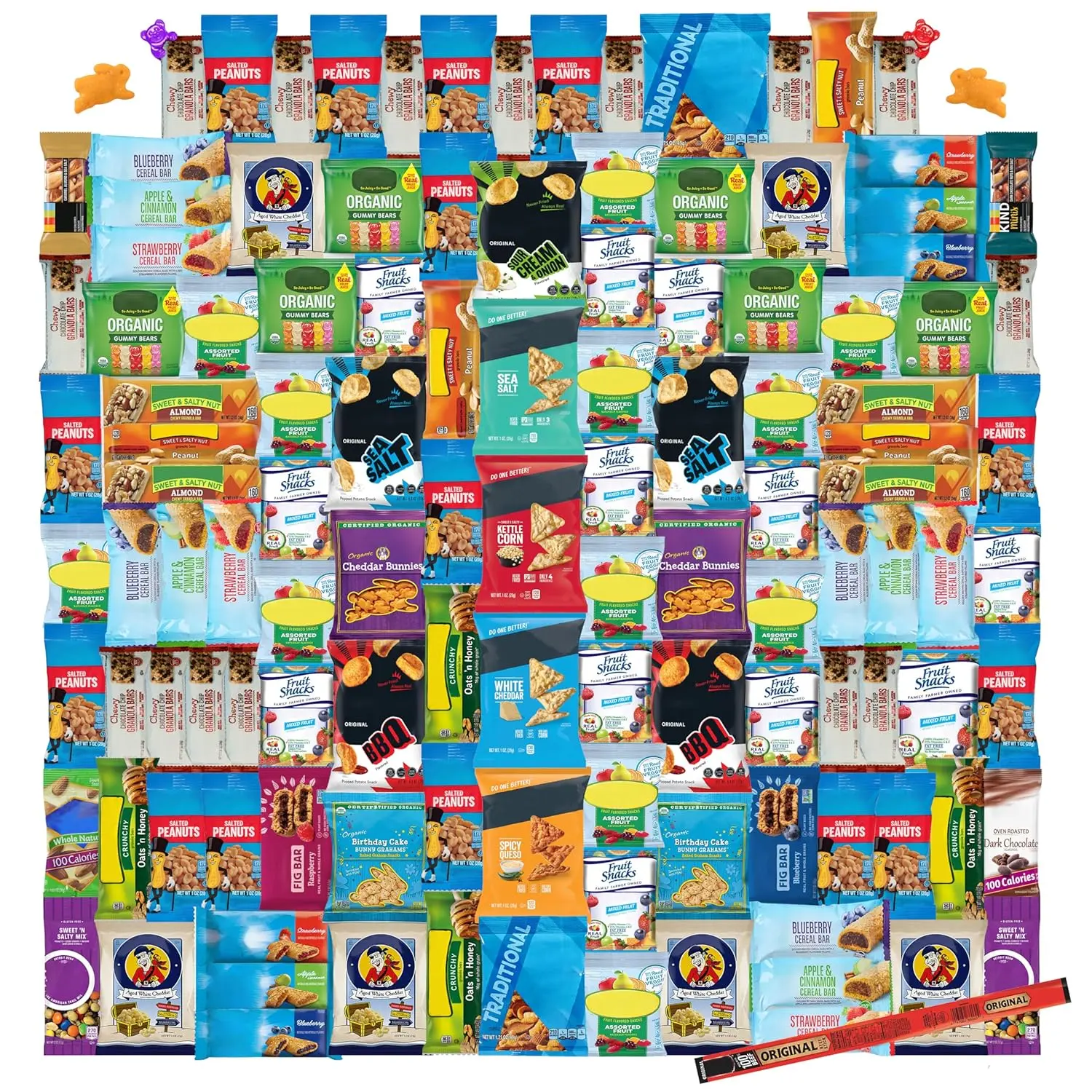 Foxy Fane 120-Count Holiday Gift Box - 120 Healthy Snacks & Treats - Perfect Variety Pack for Easter, Christmas & New Year’S - Great for Family, Friends & Office