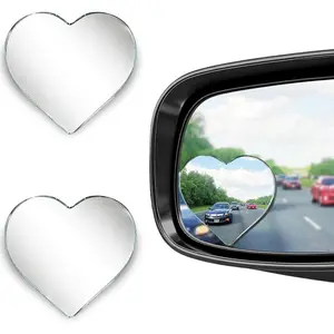 2Pcs Heart Shaped HD Glass Convex Blind Spot Mirrors for Cars Universal Fit Stick On Wide Angle Rear View Mirrors for SUVs Trucks RVs