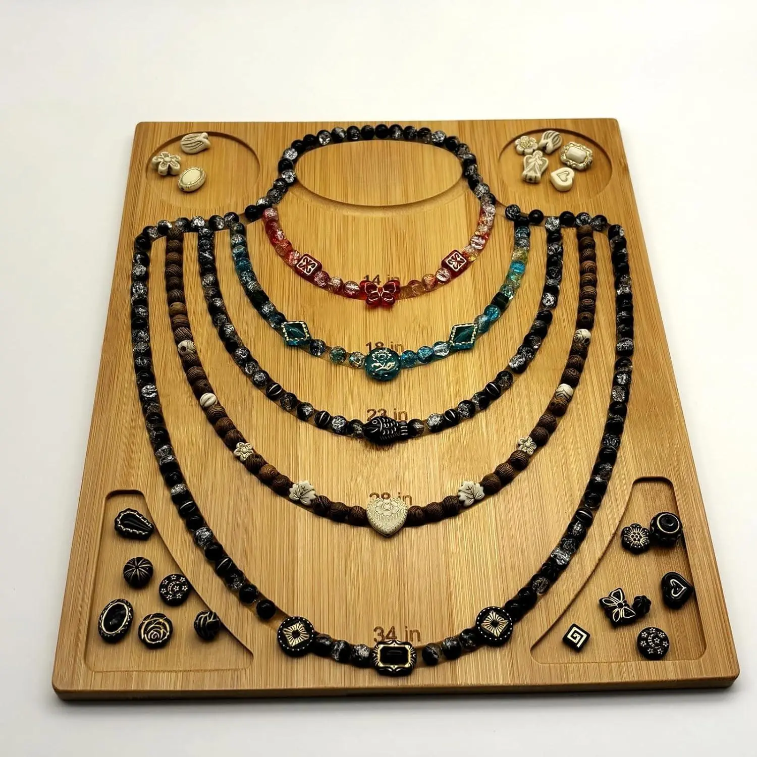 L-CPA029 Bamboo Bead Board for Jewelry Making, Combi Beading Tray Design Mat for Necklaces, DIY Small Jewelry Design Board