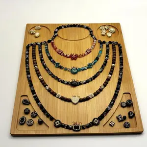 L-CPA029 Bamboo Bead Board for Jewelry Making, Combi Beading Tray Design Mat for Necklaces, DIY Small Jewelry Design Board