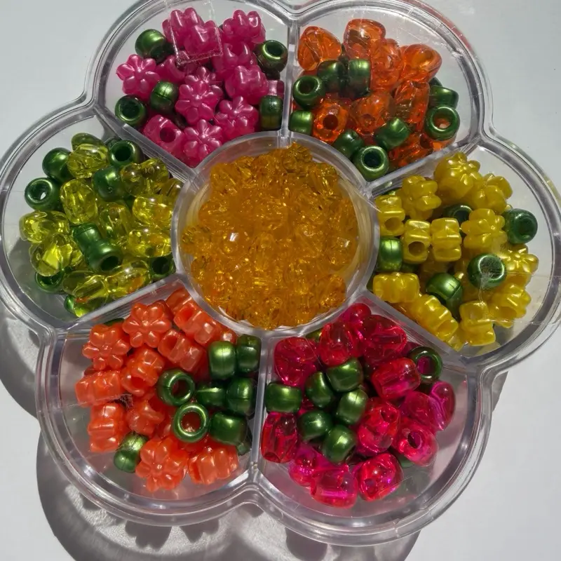 Little Luxe Co. Flower Bead Bracelet Kit | Colorful Bead Container with Bracelet String & Clasps
