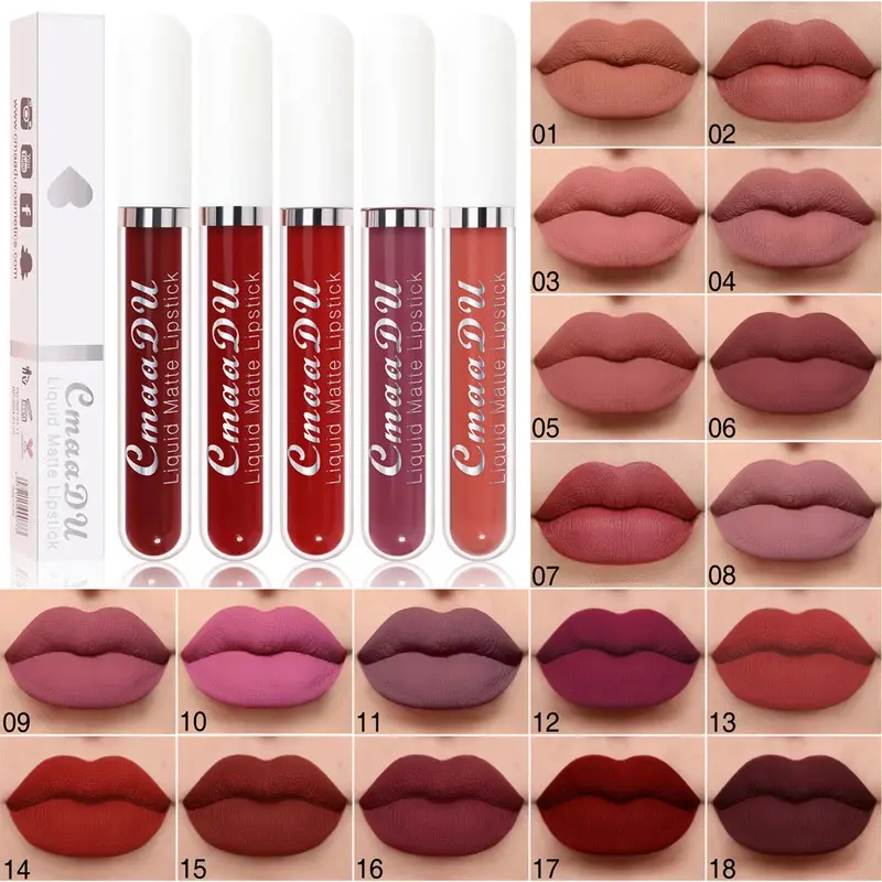 1 Pcs Matte Lip Gloss Liquid Lipstick- Lip Stains with Long-Lasting Waterproof,  Adult Age Range, Red Tones Easy to Color