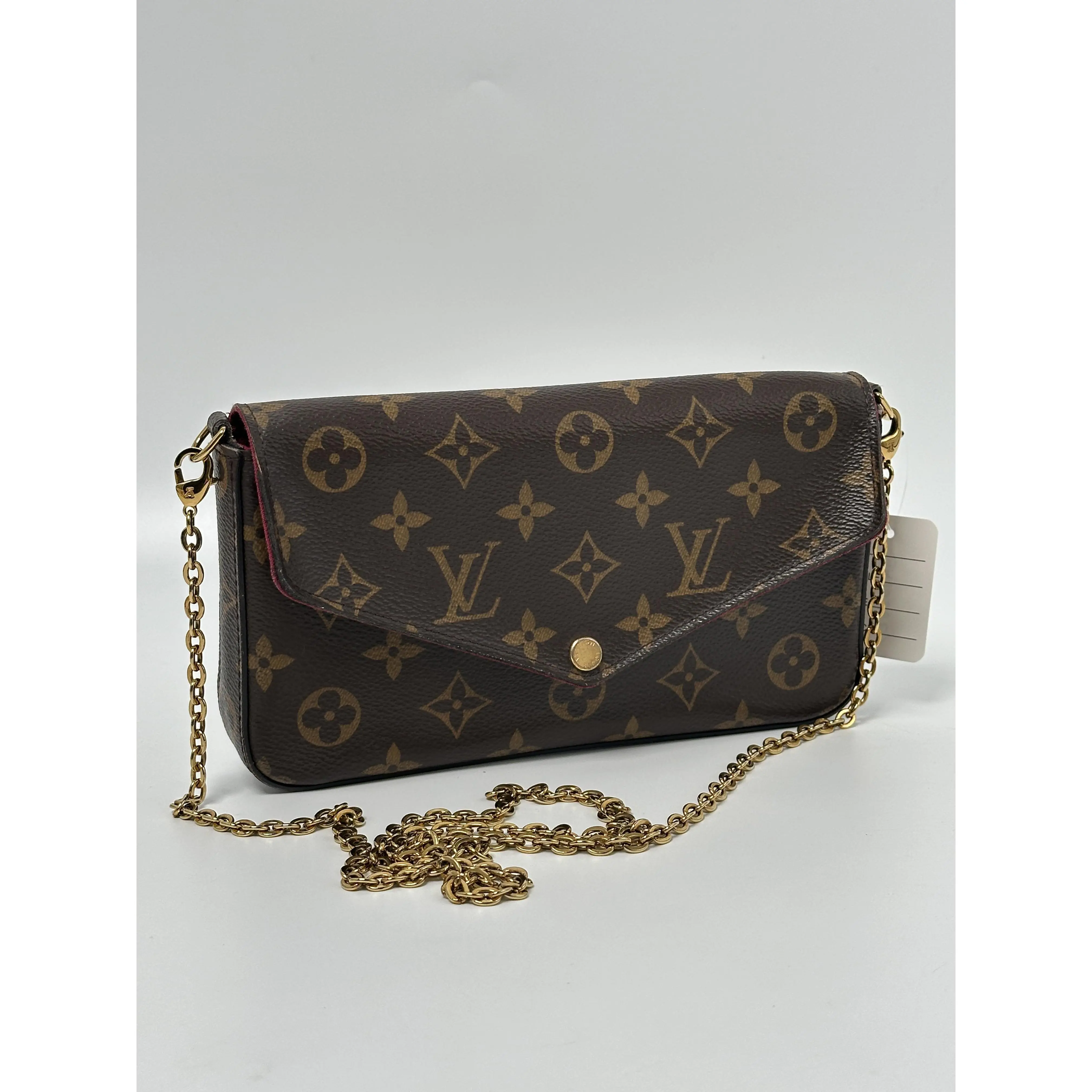 Pre-owned Louis Vuitton Canvas Shoulder Bags Monogram Pochette Félicie 3 in 1 Chain Wallet Bag Fuchsia Pink JA1026LV