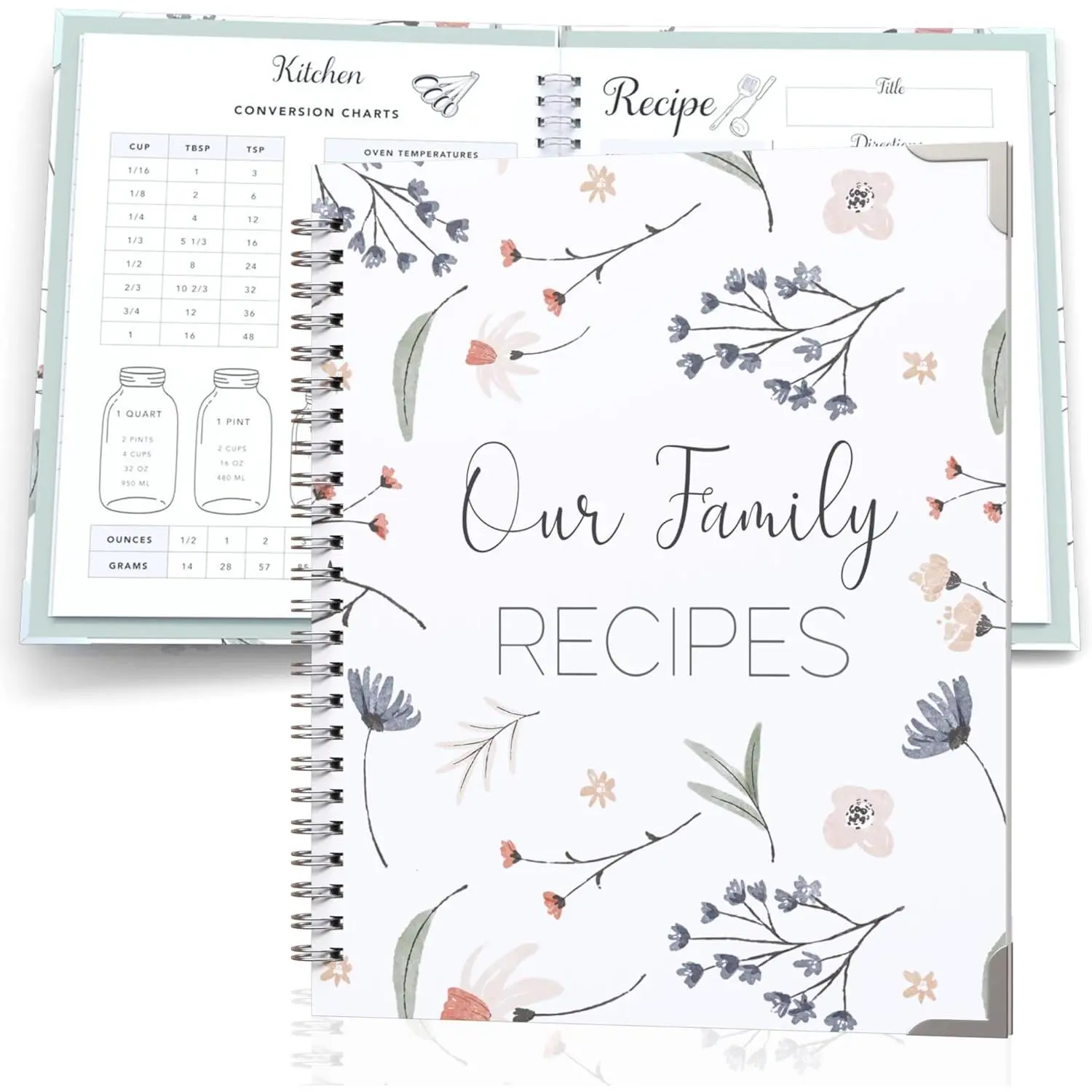 Recipe Book To Write In Your Own Recipes - Family Recipe Journal to Create Your Own Cookbook - 100 Page Empty Spiral Recipe Notebook - Hardcover, Thick Paper DIY Cooking Book  Recipe Keeper