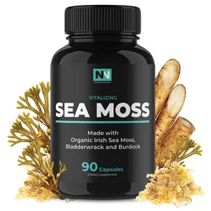Nobi Nutrition Irish Sea Moss Capsules - 90 Organic Capsules with 300mg Burdock Root & 500mg Bladderwrack Powder for Thyroid & Immune Support - Healthcare