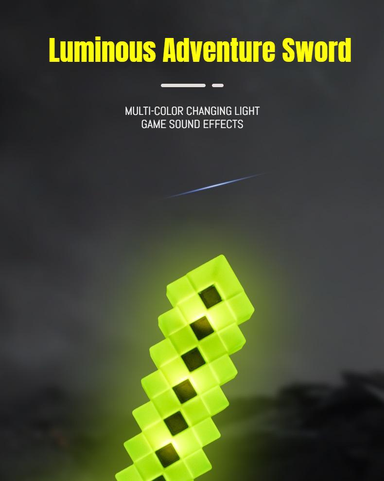LED Light-Up Enchanted Sword Pixel Life-Size Role-Play Toy Costume Accessory Inspired by Video Game