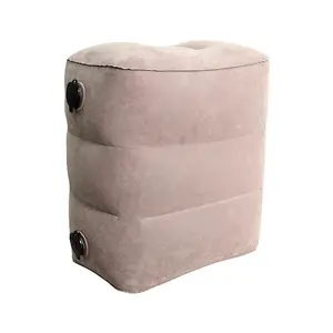 Inflatable Foot Rest Pillow - Adjustable 3-Layer Height Leg Rest, Airplane Travel Essentials for Office, Home, and Train Use