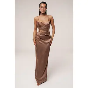 Bronze Golden Hour Corset Maxi Dress