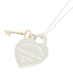 Pre-owned Tiffany & Co. Sterling Silver 925 (Ag925) Small Leather Goods Tiffany&Co. Return to Heart Tag Key 925 Necklace