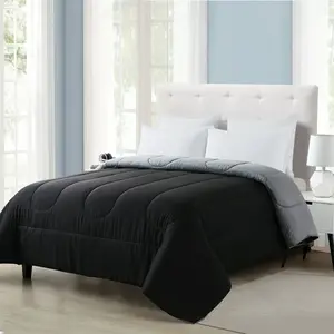 Reversible Microfiber Comforter, Adult, Full/Queen, Black
