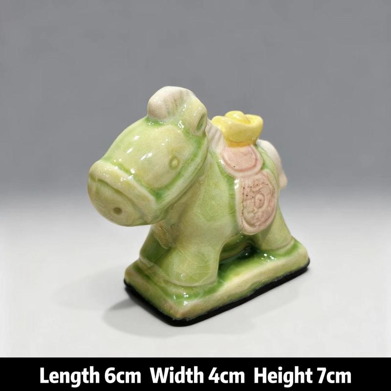 Handmade Chinese-Style Ceramic Green Horse Figurine - Wizard of Oz Lucky Art Desktop Decor