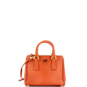 Pre-owned PRADA material Messenger Bags Galleria Double Zip Tote Saffiano Leather Mini by Rebag