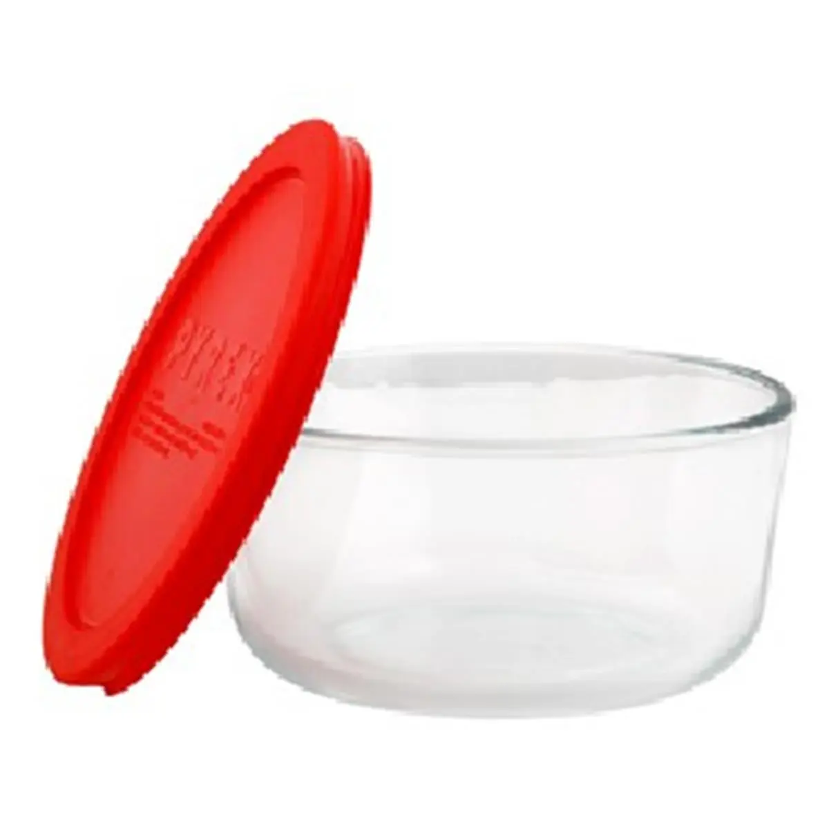 PYREX Glass Pet Feeding & Storage Dishes with Red Plastic Covers - 4-Pack 7-Cup Round, Reusable, Preheatable, Stackable Kitchen Containers (Model 1075429)