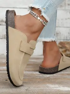 Women's Spring 2026 Fashionable Versatile Lightweight Breathable Suede Clogs Thick Sole Casual Slip-On Shoes, Trendy Half Sandals for Daily Wear