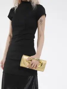 New Metal Decorated Glossy Handbag, Fine Chain Shoulder Strap Crossbody Bag, Elegant Small Purse for Evening Parties Dates