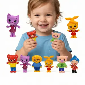 6 PCS Plim Plim Action Figures Set Mini PVC Cartoon Toys Cute Clown & Animal Friends Collectible Model Dolls for Kids Birthday Party Favors Cupcake Toppers Baby Shower Decorations Boys Girls Toddlers Gift Viral Nursery Figure
