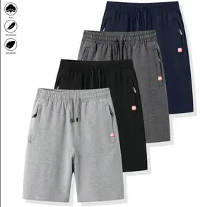 Men’s 4-Pack Casual Breathable Summer Sports Shorts with Drawstring and Zipper for Beach, Outdoor Activities, Cycling, and Everyday Wear