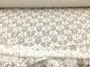 Embroidered Stretch Lace Apparel Fabric Sheer Floral Off White GG510