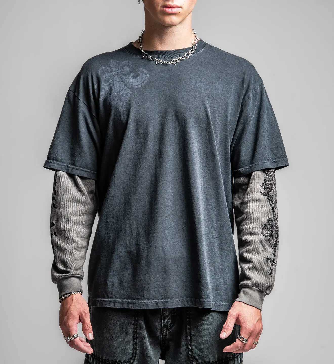 Affliction Men's Long Sleeve Shirt Gate 2fer