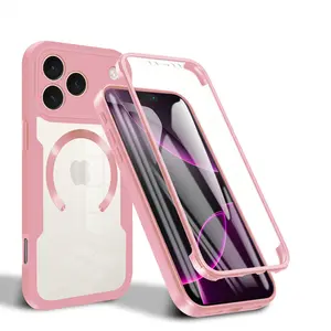 Transparent Full Coverage Anti-Drop Phone Case with Front Film, Compatible with iPhone 17 Pro Max 17 Air 16 15 14 13 12 11