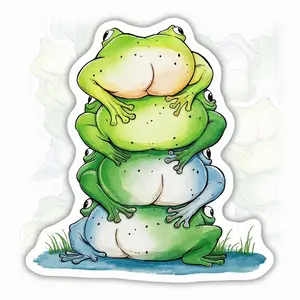 Funny Frog Meme Sticker, Waterproof Vinyl Decal for Car, Laptop, 6IP Bottle (Office Label Accessory)